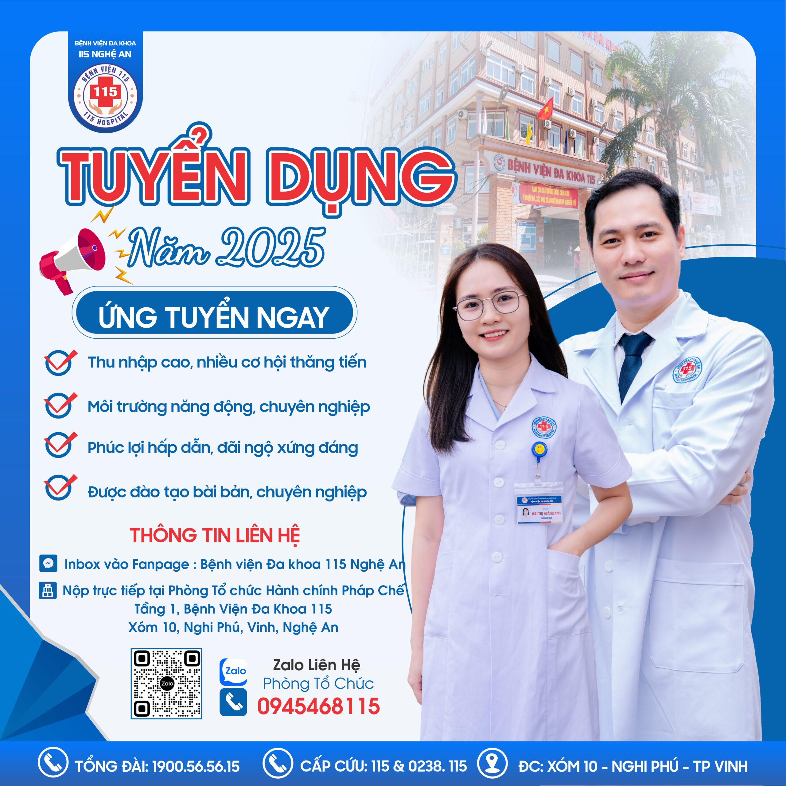 Thông báo tuyển dụng bệnh viện 115 nghệ an
